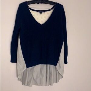 French Connection Babydoll V Neck eyelet Pullover sweater top small women’s